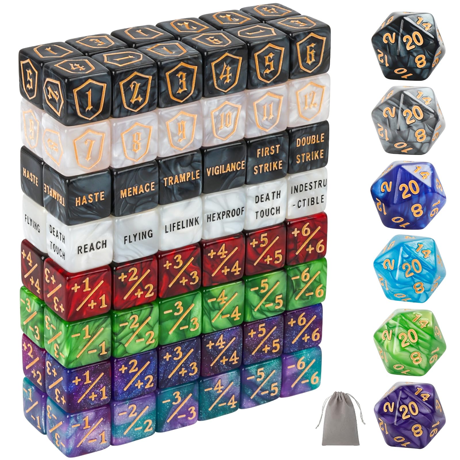 MDDSHGG 102-piece MTG dice counters set shields for quick life tracking
