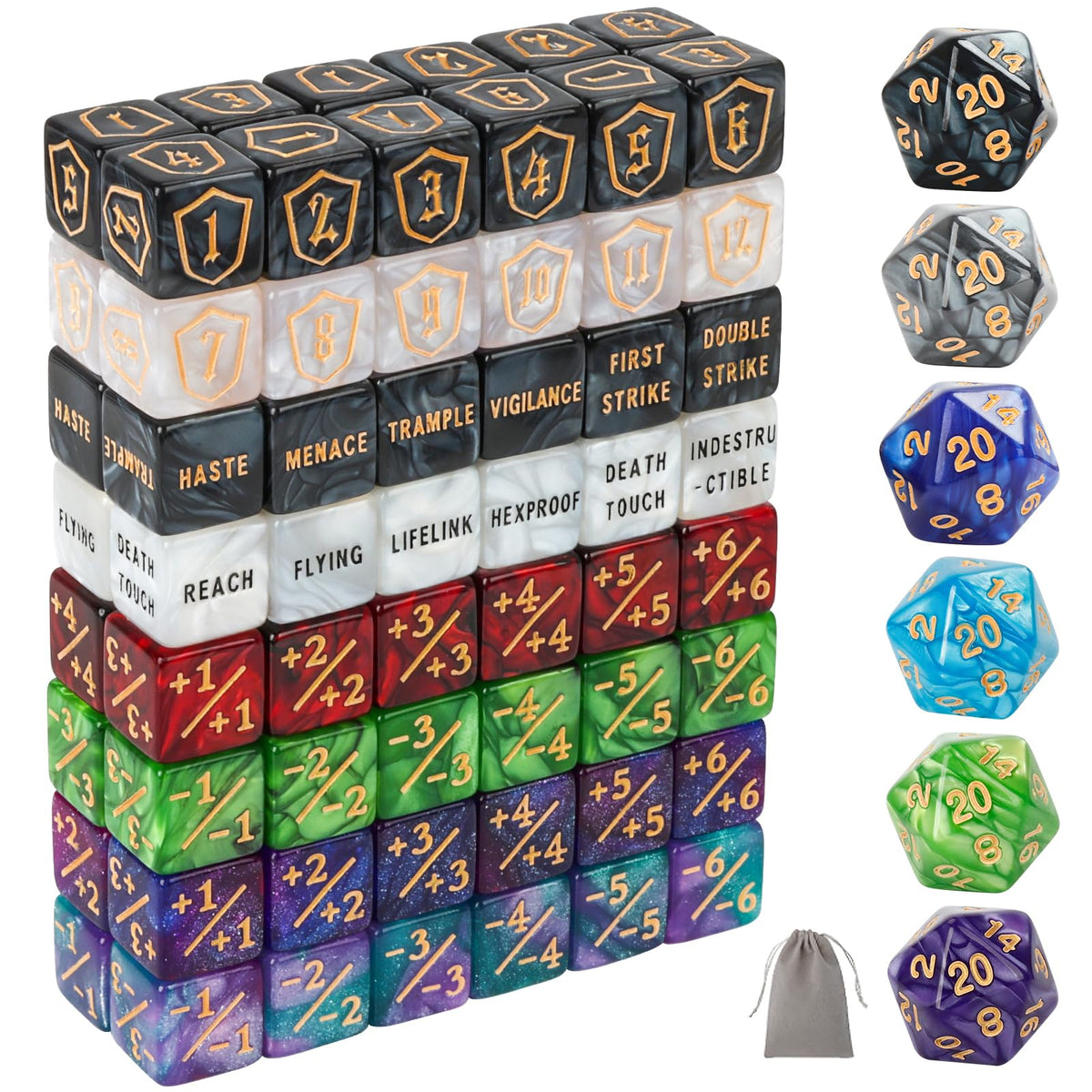 MDDSHGG 102-piece MTG dice counters set shields for quick life tracking