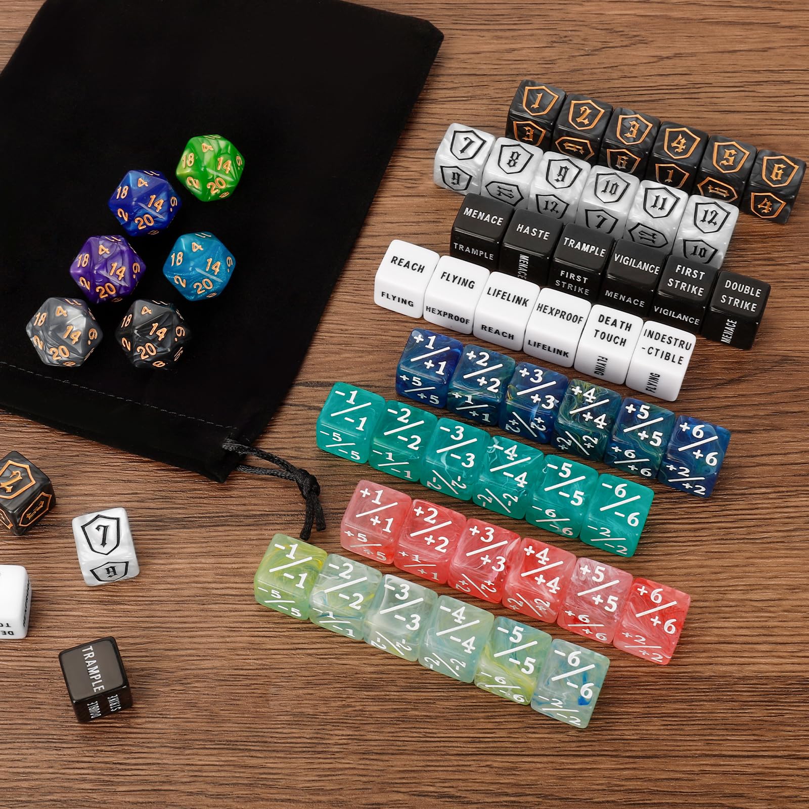 MDDSHGG black keyword dice clearly display first strike and vigilance.