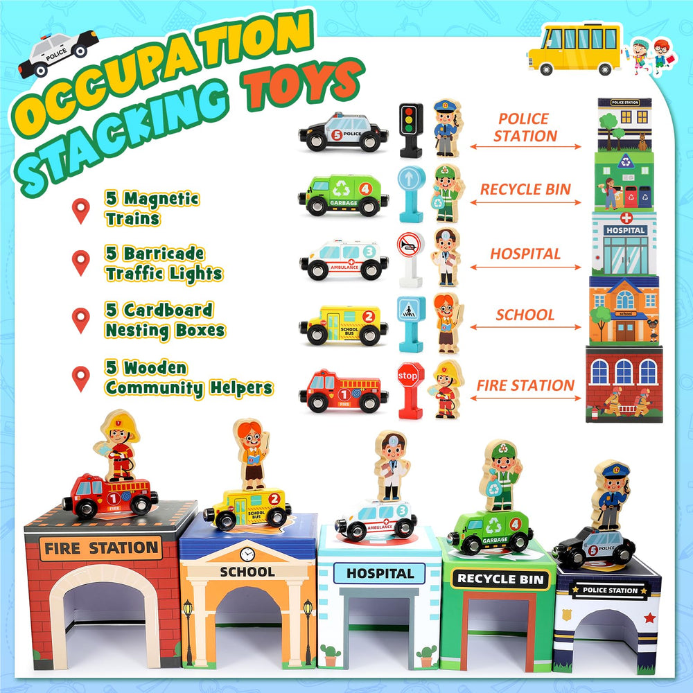 MDINGTD Montessori-inspired design supports early learning with hands-on exploration of vehicles and roles.