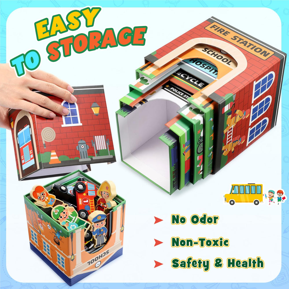 MDINGTD open-ended playset encourages cooperative learning and caregiver-led interaction.