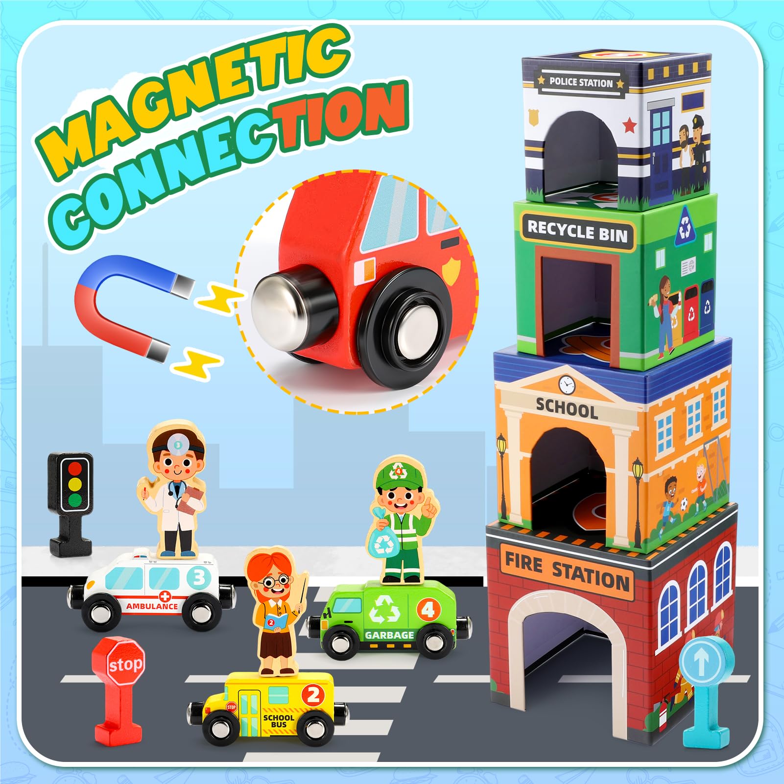 MDINGTD road signs guide toddlers through sequence play and early cognitive skills.