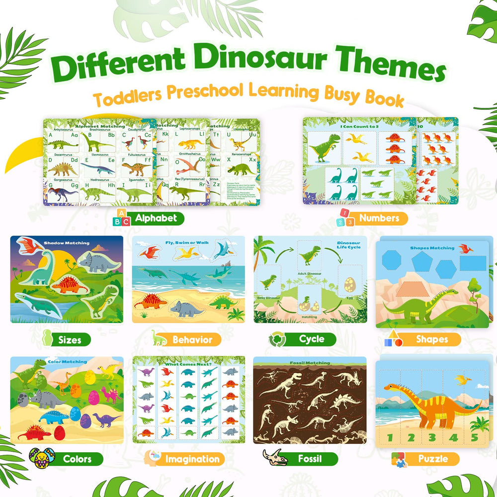 MDINGTD preschool Montessori book with dinosaur themes promotes early alphabet and shapes recognition.