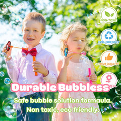 MDNHIO Race Car Bubble Wand party pack, ready-for-gifting packaging for birthdays and classrooms.