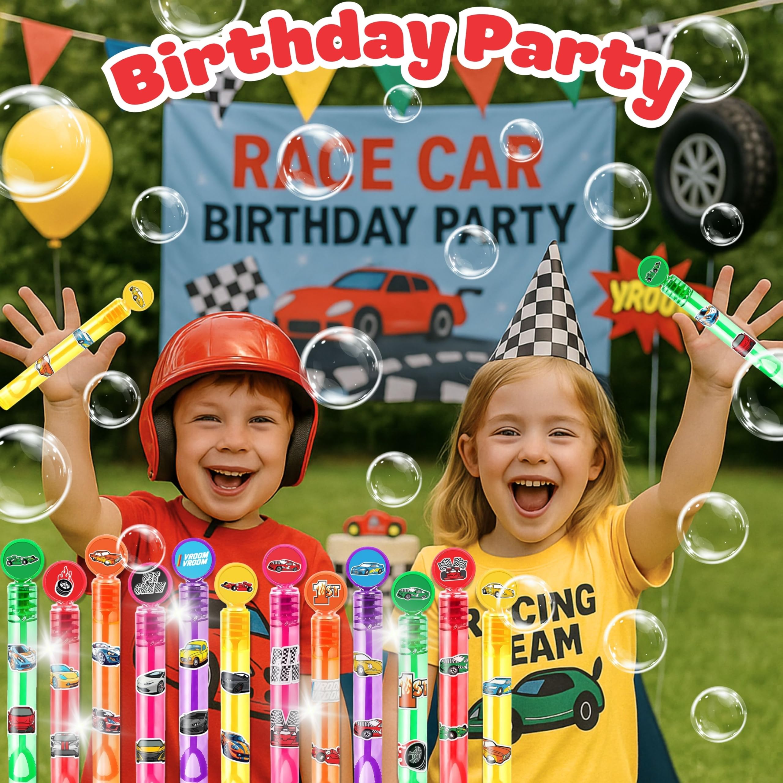 MDNHIO race car wand checkered stripes for track-inspired parties