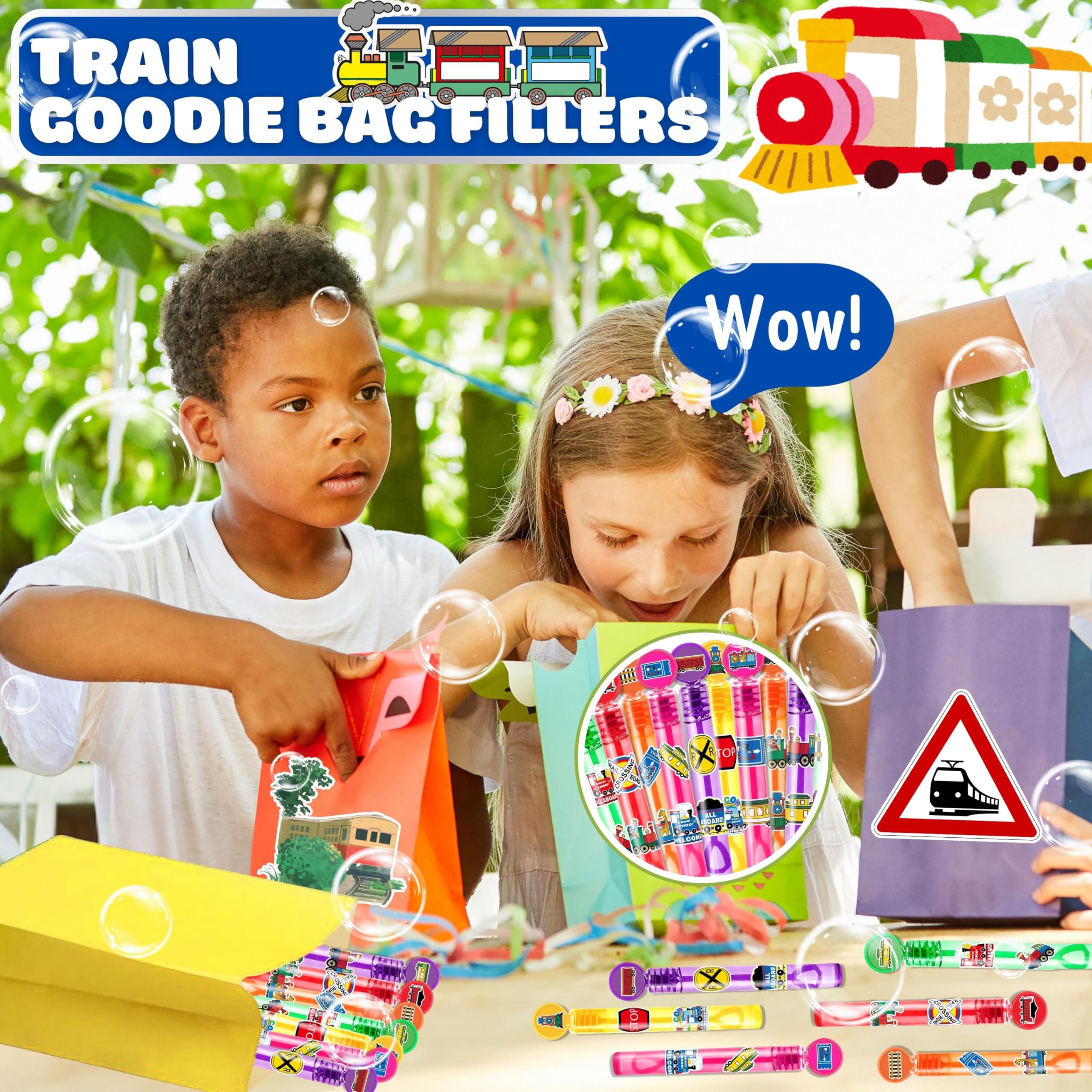 MDNHIO ready-to-gift train bubble wand for easy party prizes