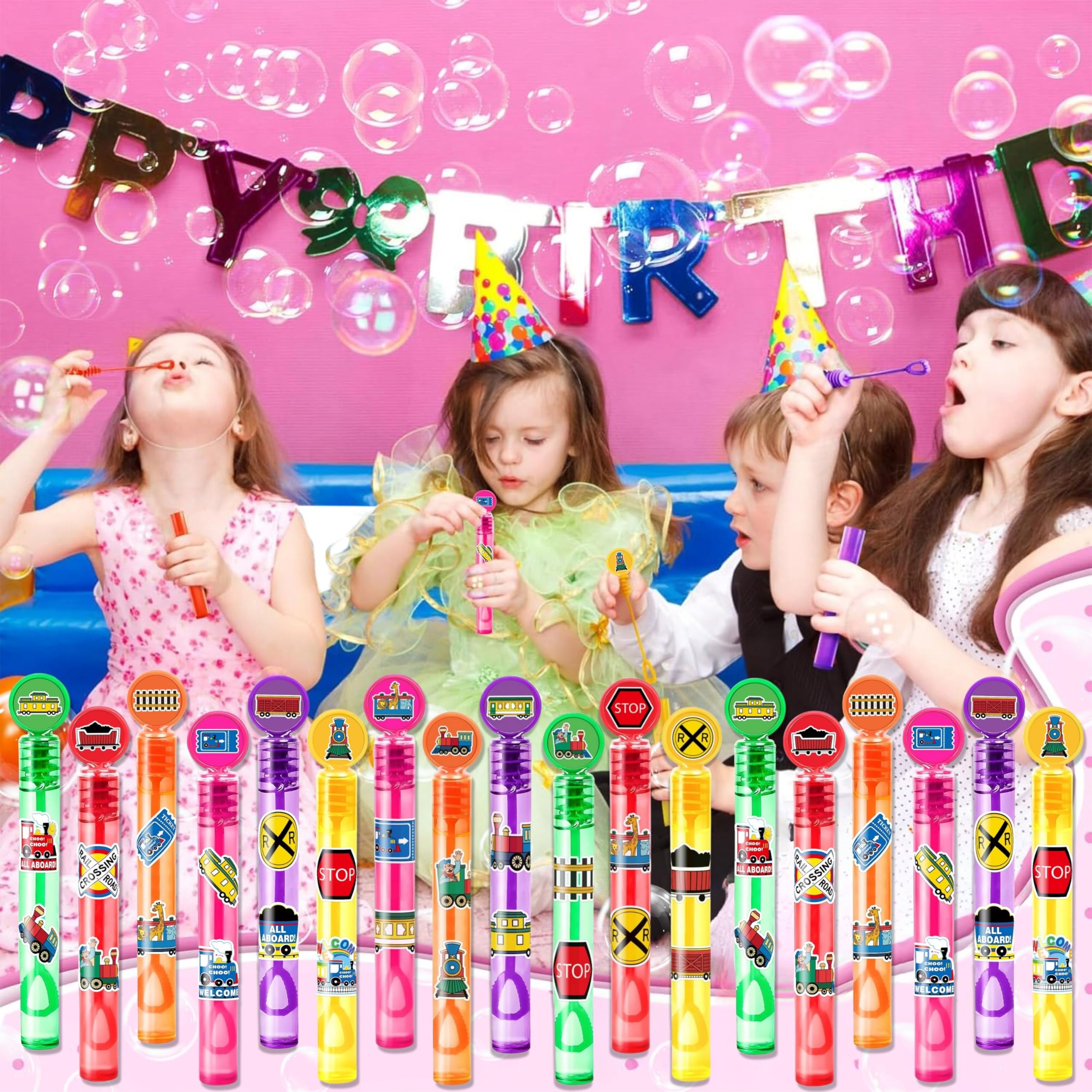 MDNHIO train bubble wand with steam clouds for outdoor play