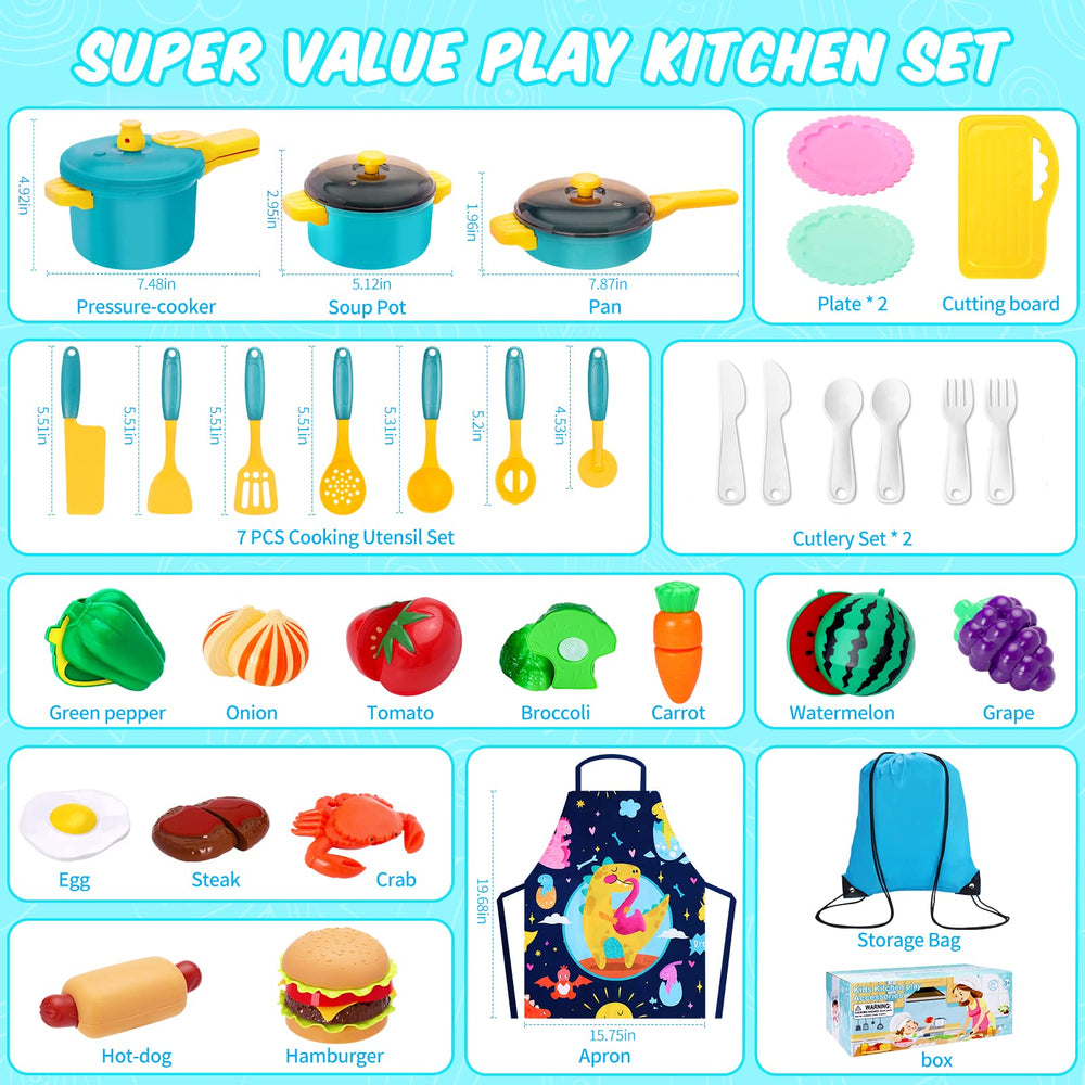 Meaicezli complete kitchen toy set with dishes and utensils