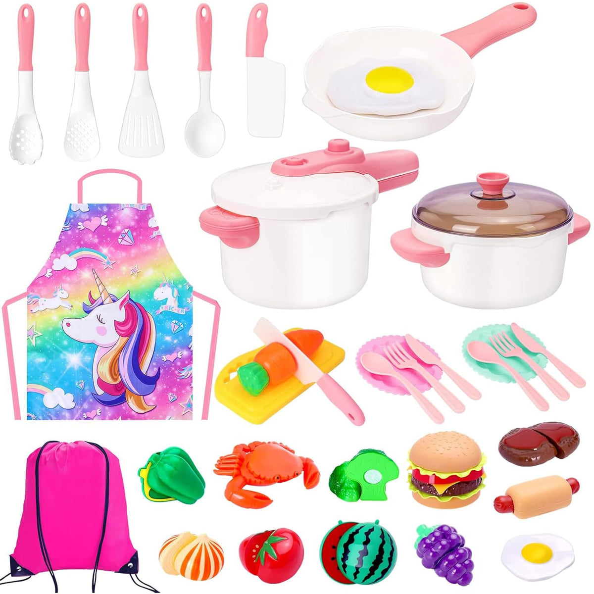 Meaicezli kids play kitchen accessories set for imaginative pretend cooking and role play