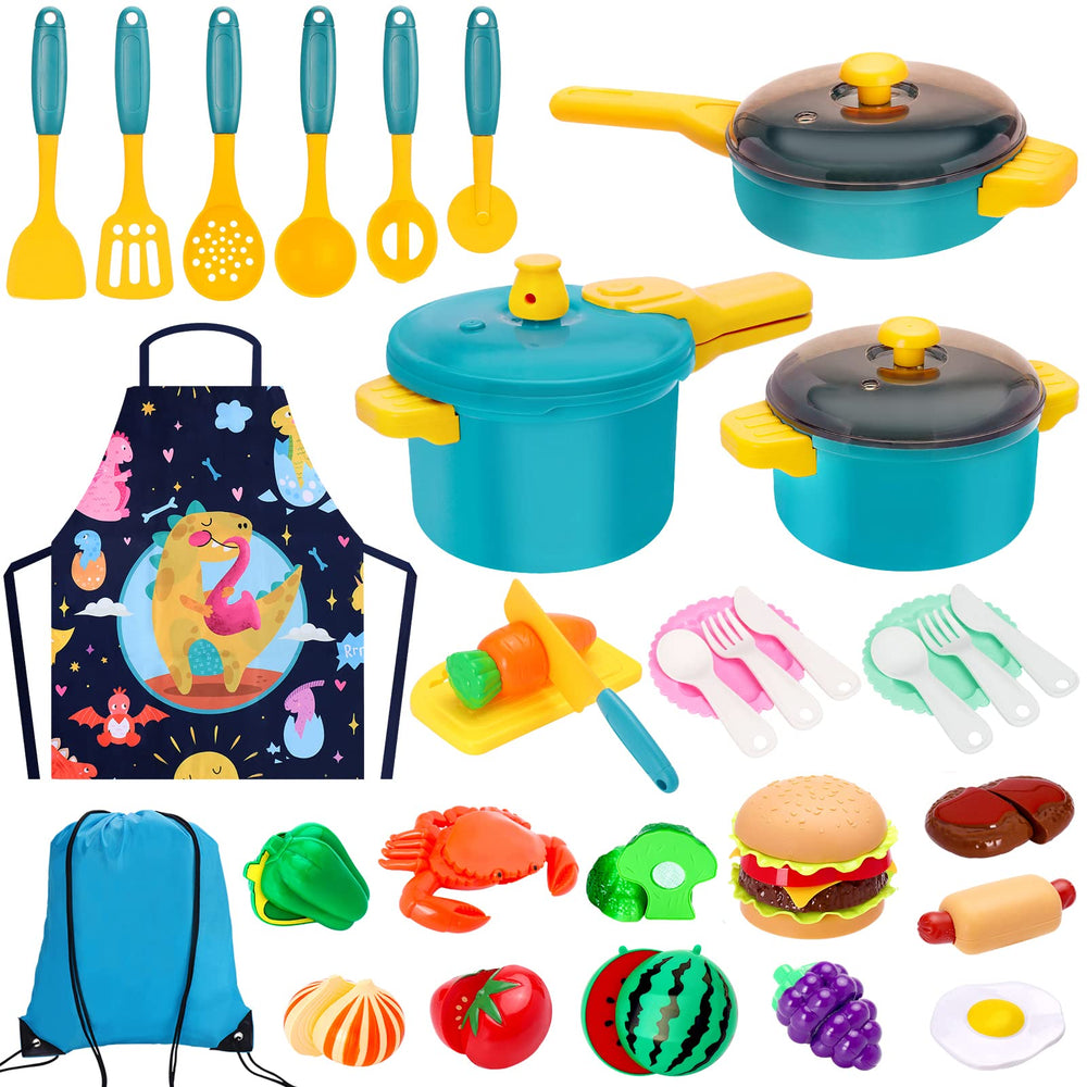 Meaicezli kids play kitchen set pots and pans for imaginative pretend cooking