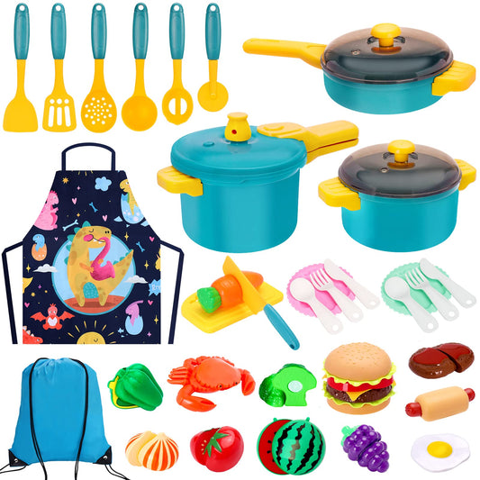 Meaicezli kids play kitchen set pots and pans for imaginative pretend cooking