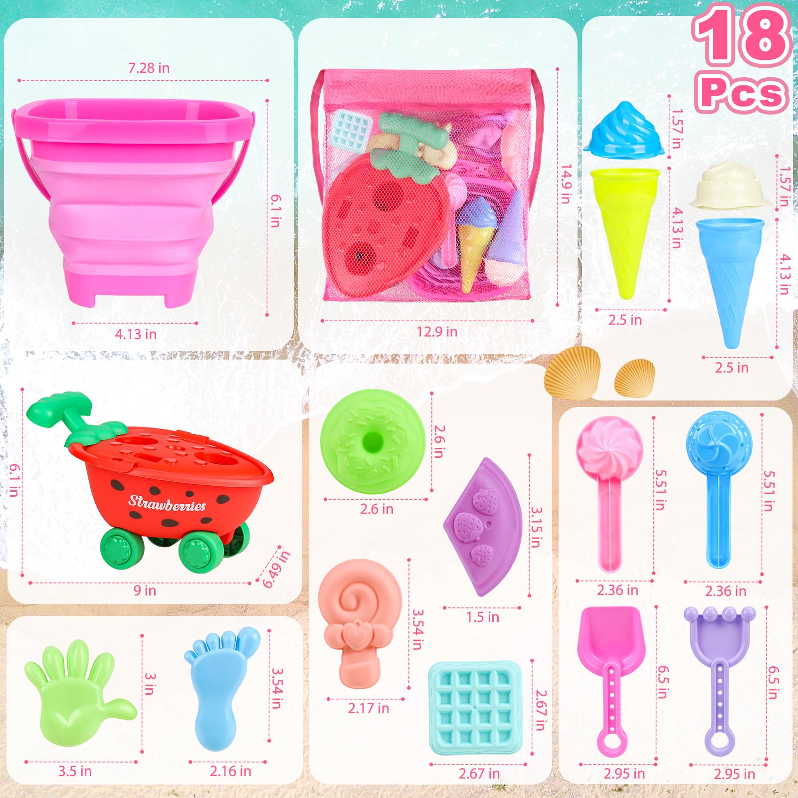 Meaicezli sand mold waffle, colorful tool to build coastal scenes.
