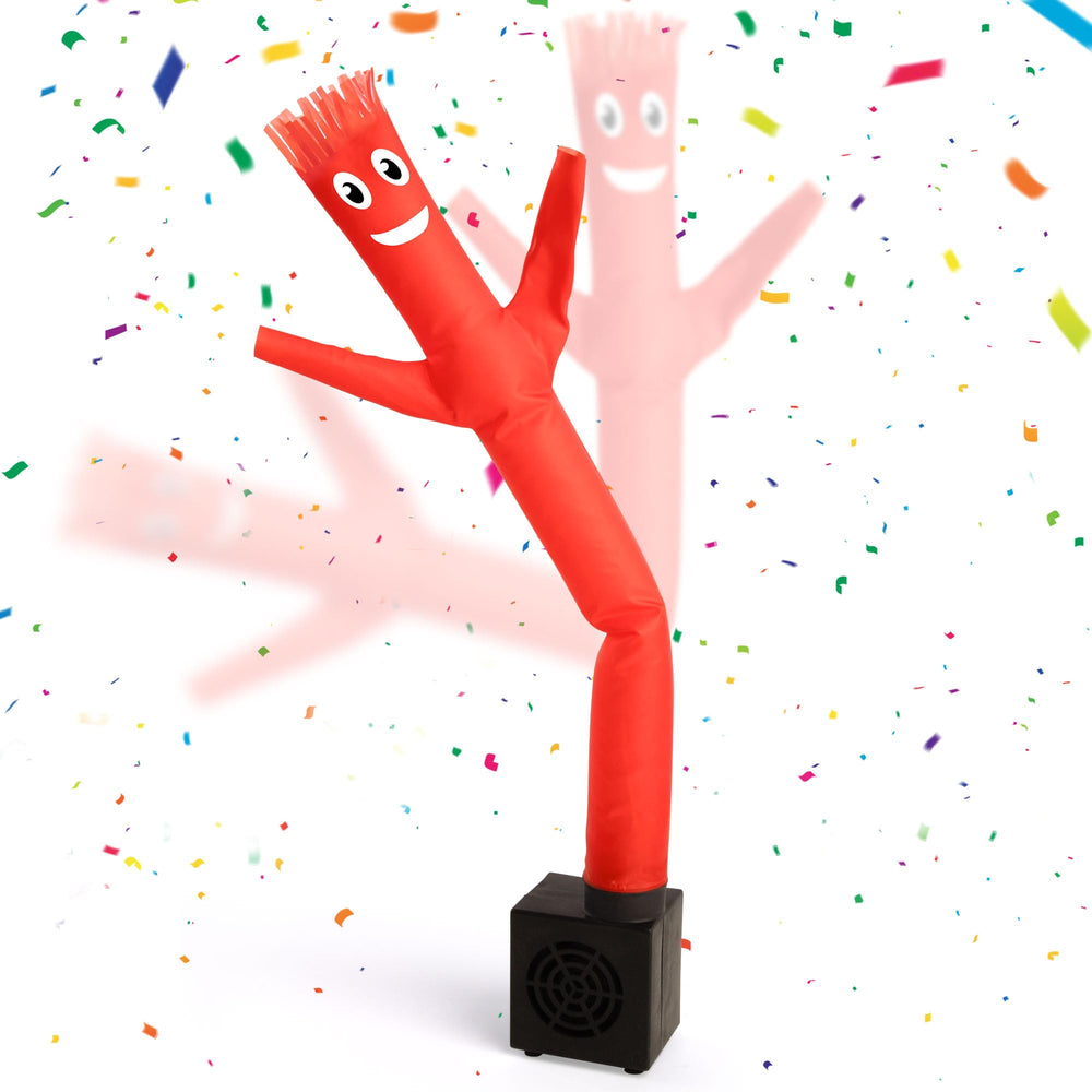 Mealivos red mini inflatable tube guy dancing on a desk to boost office energy
