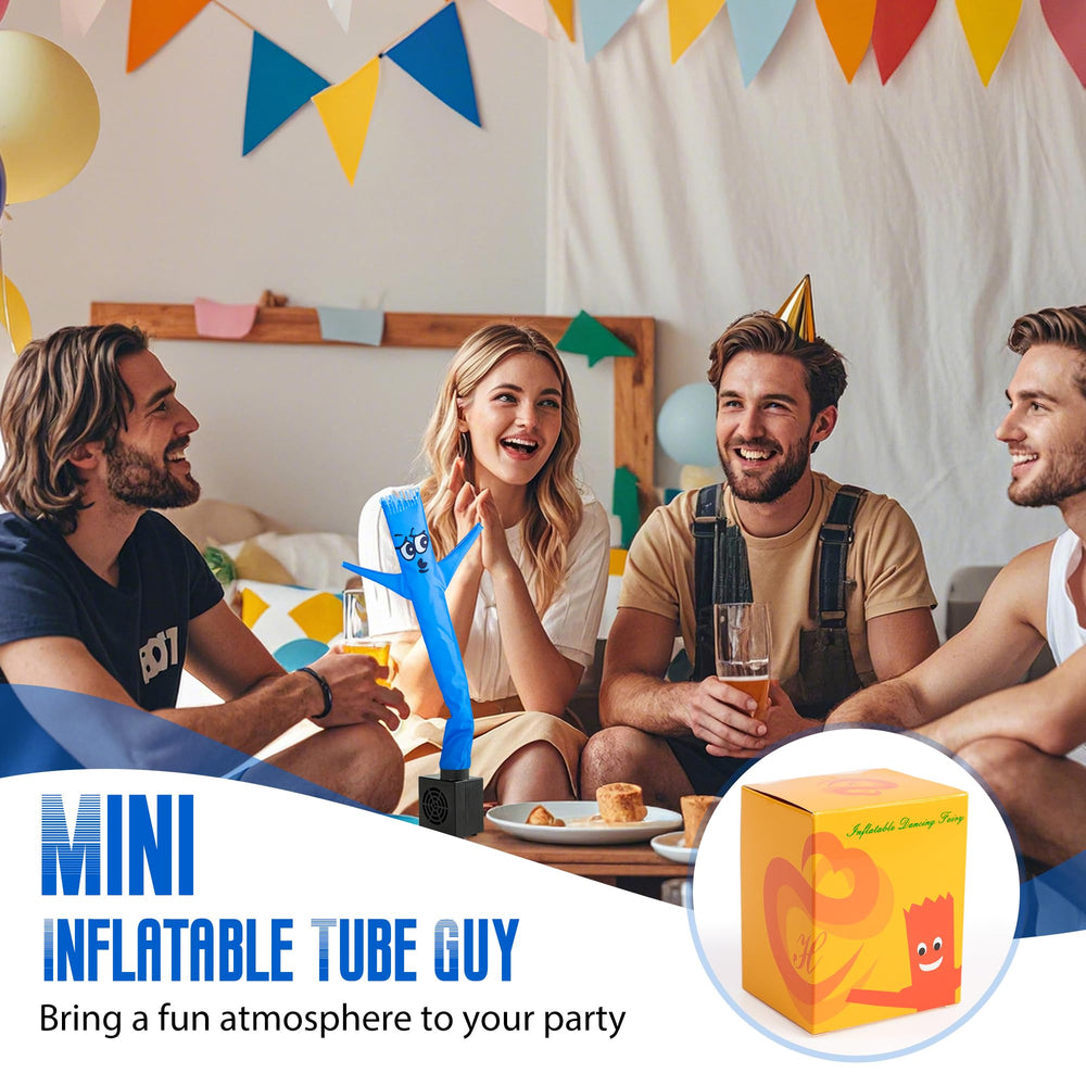 Mealivos blue blower unit powers the tiny inflatable tube guy with USB