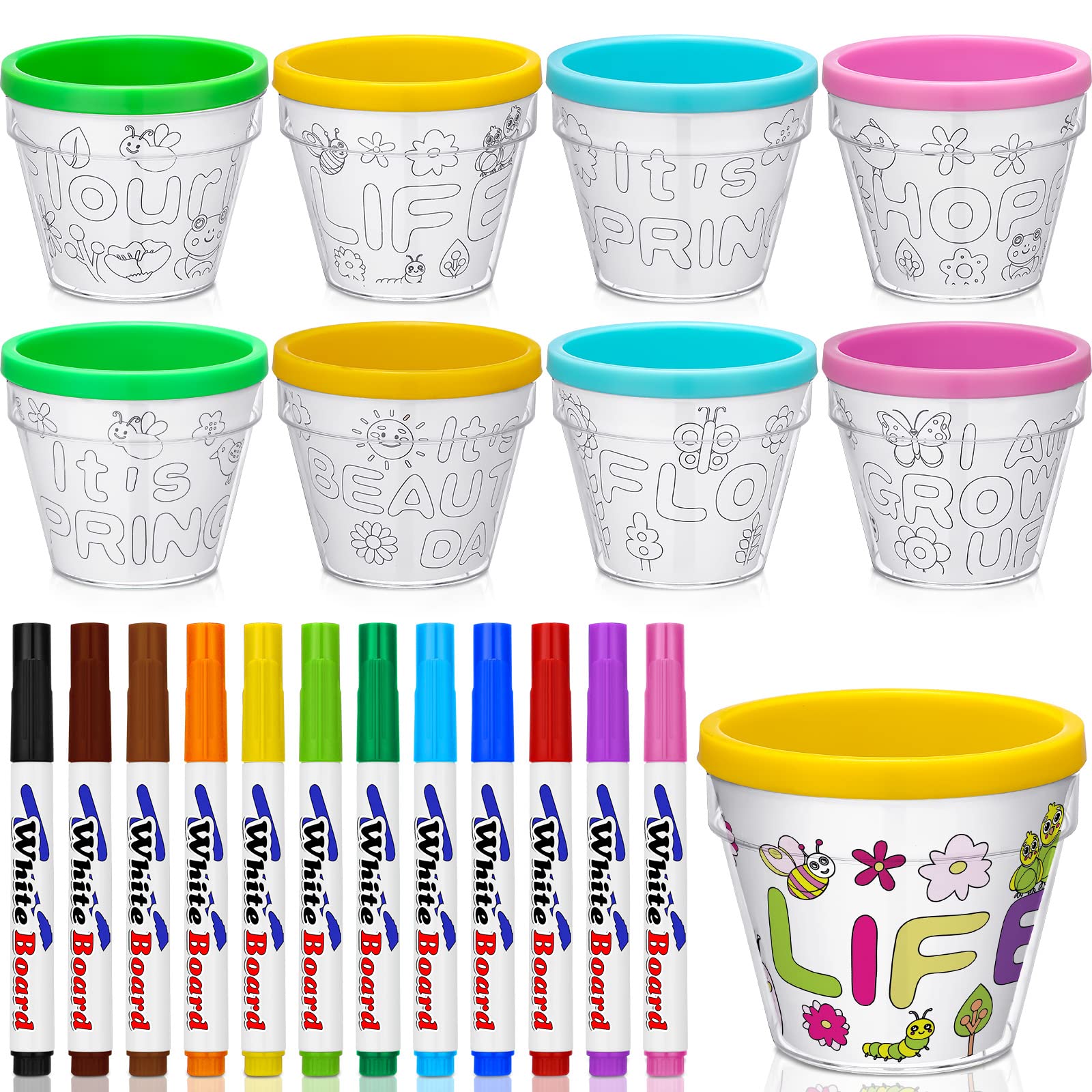 Meanplan paint your own flower pot kit with 16 pots ready for spring decorating