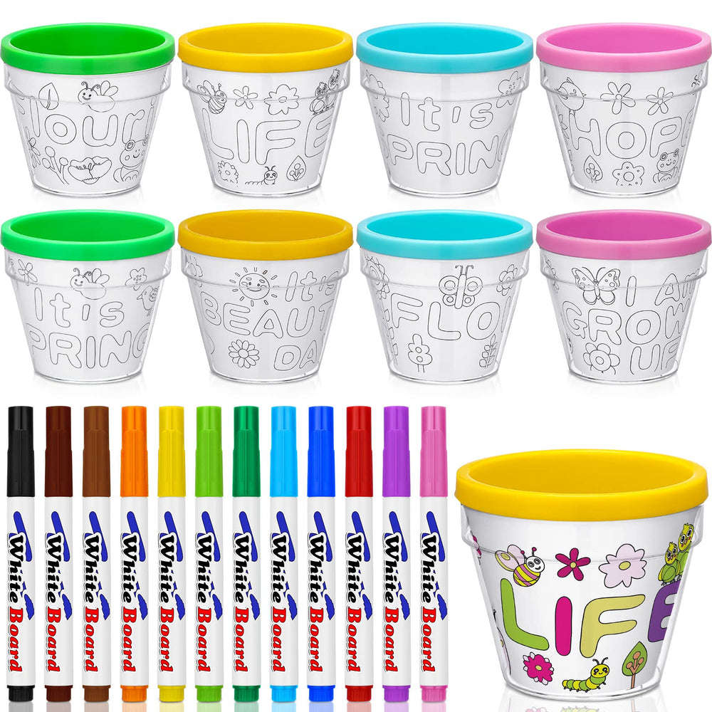 Meanplan paint your own flower pot kit with 16 pots ready for spring decorating