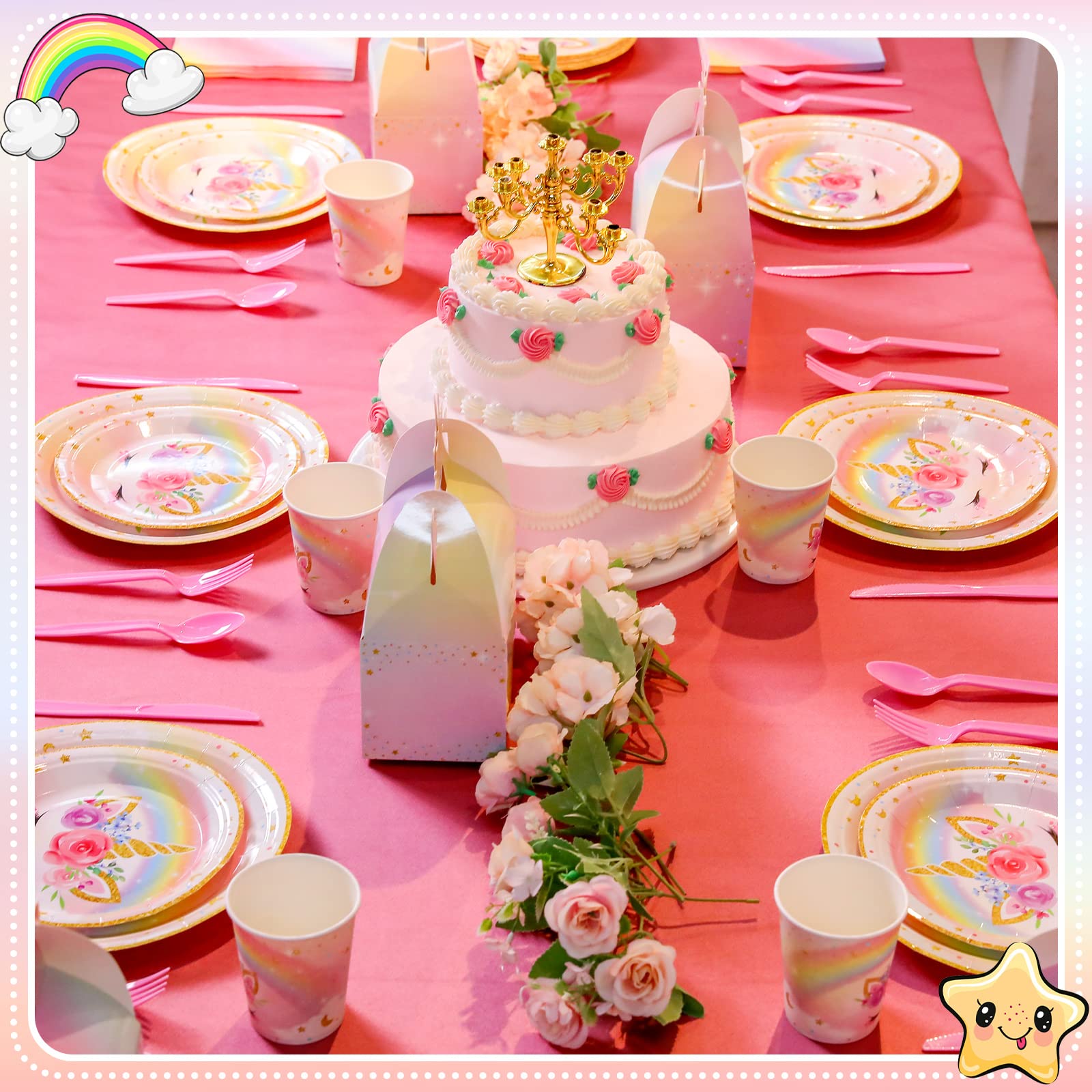 Meanplan unicorn cups provide 9 oz capacity for beverages during kids parties.