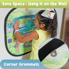 Meavia animals pattern encourages identification while flipping sequins for engaging visuals.