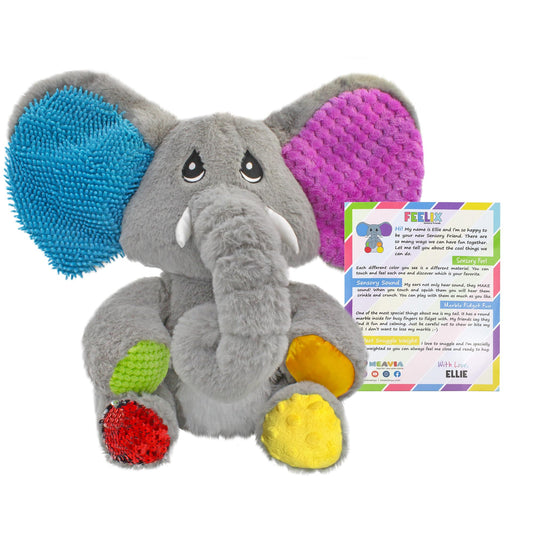 MEAVIA Ellie weighted elephant body closeup showcasing calming pressure for cozy moments