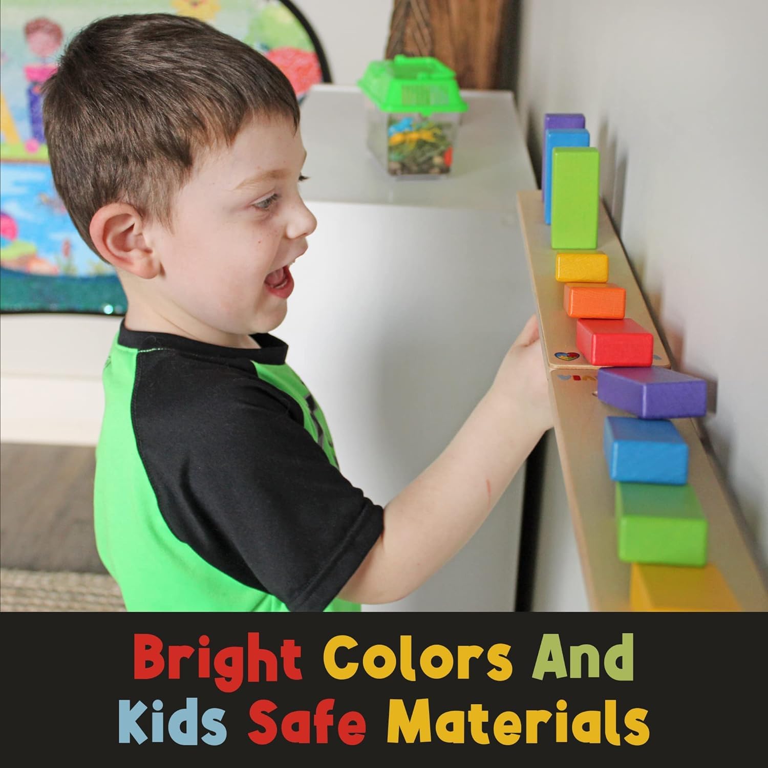 Safe paint and sturdy wood construction emphasize kid-friendly durability.