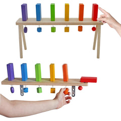 MEAVIA wooden falling domino wall set displayed on table for active play and color learning.