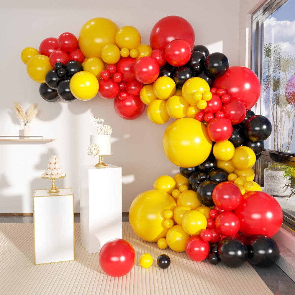 MEBAY 18-inch balloons in red yellow black for bold party arches