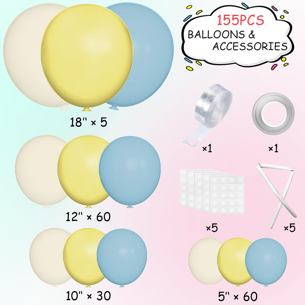 MEBAY blue-white-yellow 12inch balloons 60pcs ideal for colorful garlands.