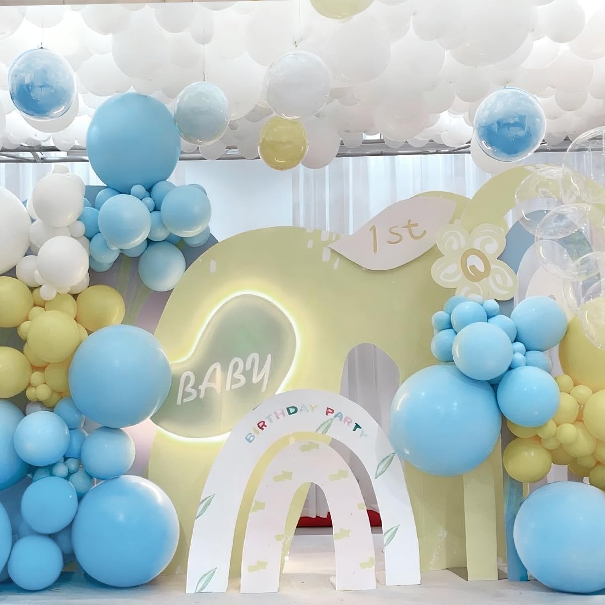 MEBAY blue-white-yellow 5inch balloons 60pcs perfect for tiny accents.