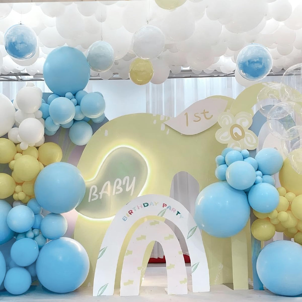 MEBAY blue-white-yellow 5inch balloons 60pcs perfect for tiny accents.