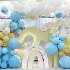 MEBAY blue-white-yellow 5inch balloons 60pcs perfect for tiny accents.
