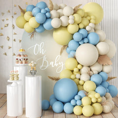 MEBAY blue-yellow-white balloon arch kit 18inch for a stunning party backdrop.