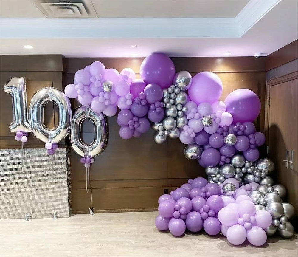 MEBAY grey violet 10-inch balloons for versatile garland adds texture