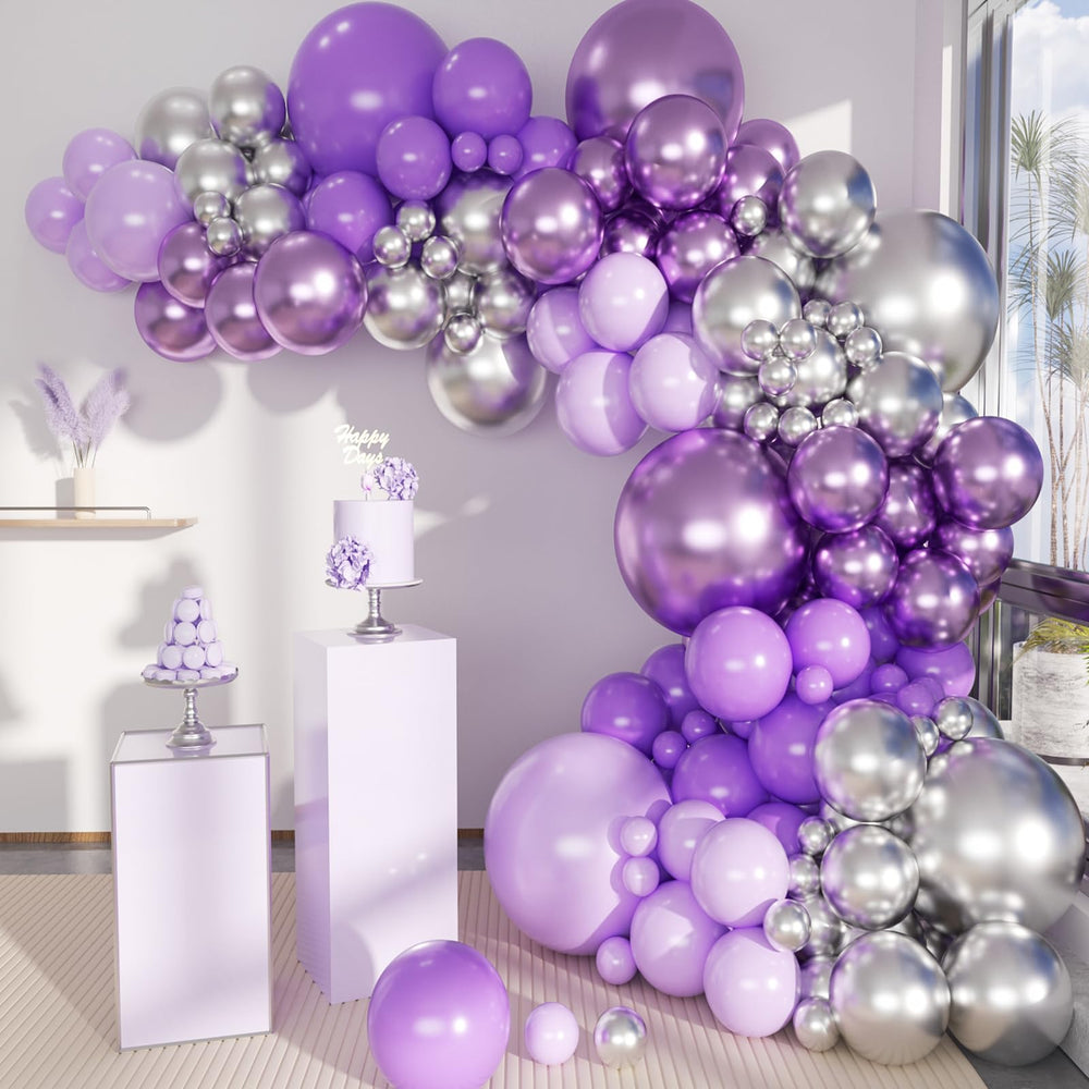 MEBAY grey violet maca purple balloon arch kit ready for easy DIY party decor