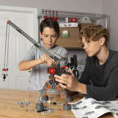 Meccano Erector buggy crane model highlights customizable motion and balance.
