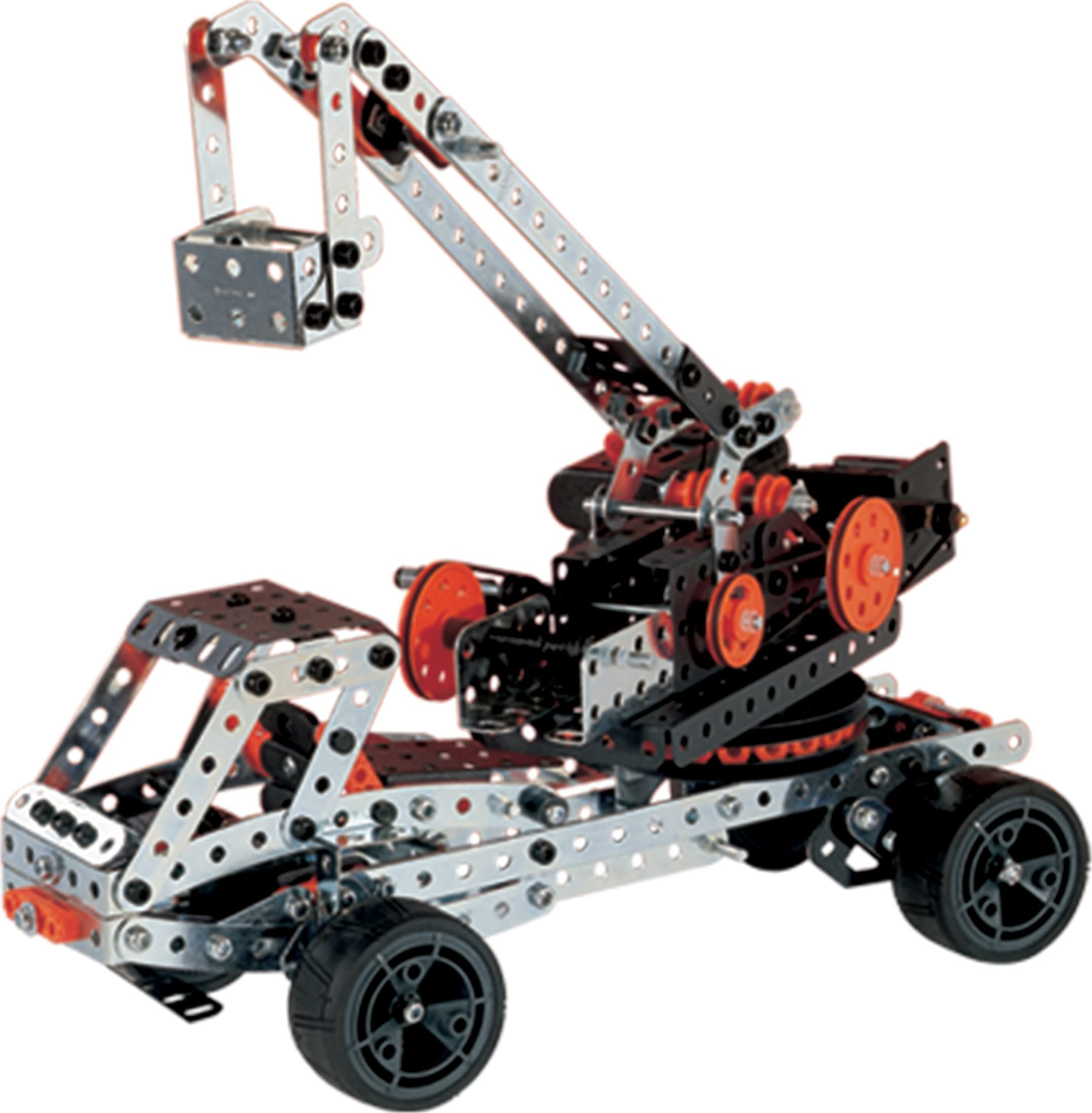 Meccano 25-building models showcase diverse vehicles for imaginative problem-solving.