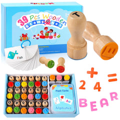 MeCids wooden alphabet stamps letters for engaging spelling practice and creative play.