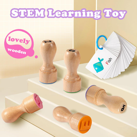 MeCids wooden number stamps digits help kids learn counting with tactile stamping.