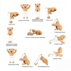 Meddy Teddy The Yoga Bear huggable plush lying with arms open for comforting hugs.