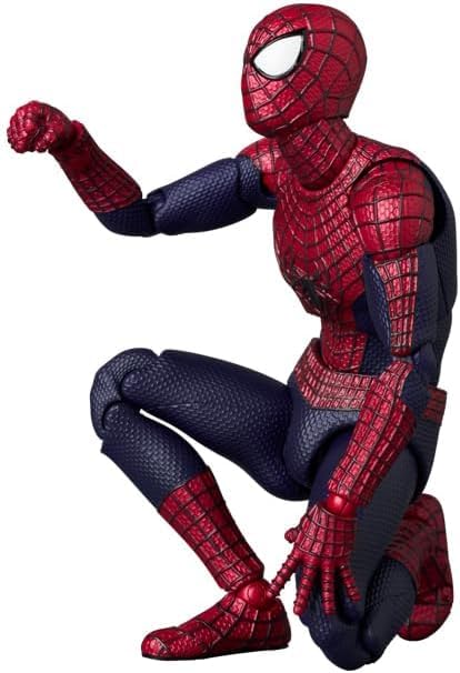 Articulated stand supports dynamic, balanced posing for Medicom Spider-Man.
