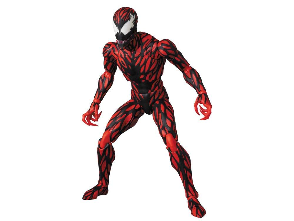 Medicom Mafex Carnage Comic Ver. front view highlights bold colors and silhouette