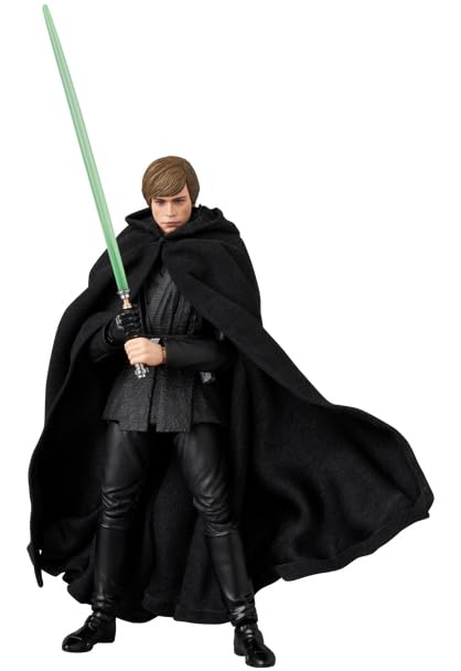 Medicom MAFEX Luke Skywalker figure in Mandalorian Ver., ideal for dramatic display scenes.
