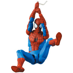 MEDICOM TOY MAFEX Spider-Man classic costume figure in dynamic front pose for display.