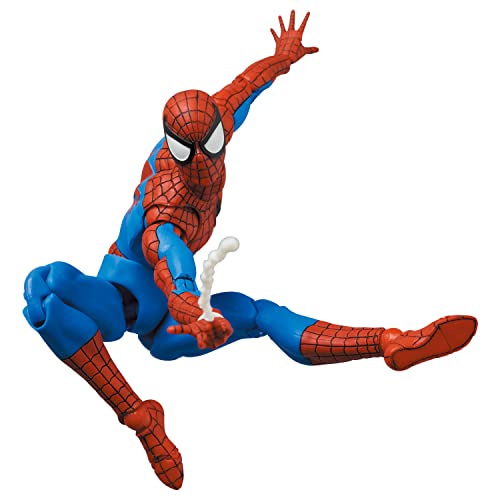 MEDICOM TOY MAFEX Spider-Man package content with web parts and stands.