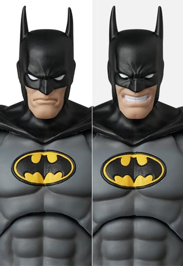 Pose-ready Knight Crusader Batman Mafex with articulated joints and expressive silhouette