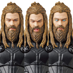 Medicom Toy MAFEX Thor Endgame fabric cloak detail for realism.