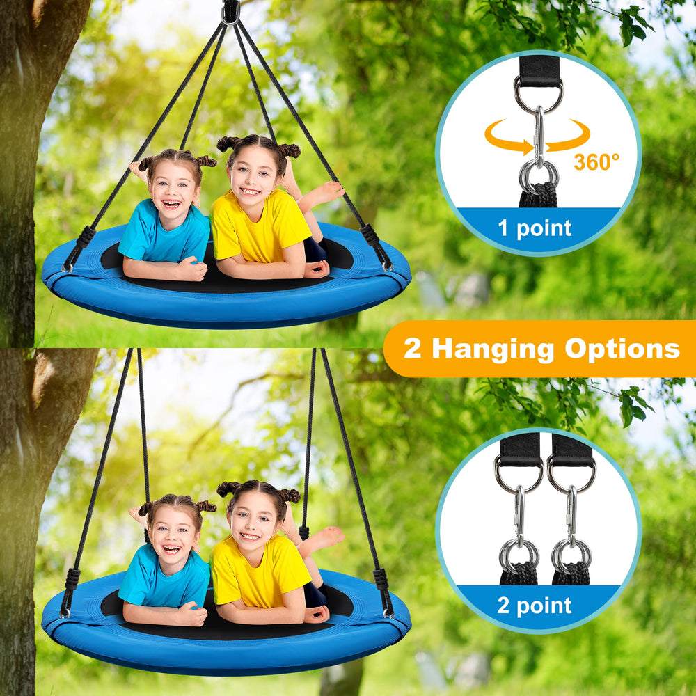 Medicook saucer swing carabiners ensure stable attachment to posts or frames.