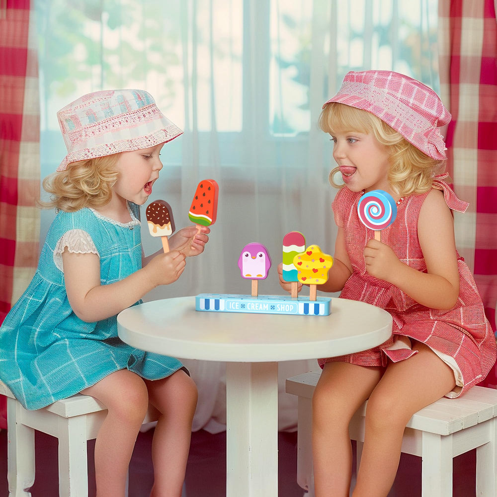 medoga rainbow ice cream stick encourages creative collaboration at the pretend shop.