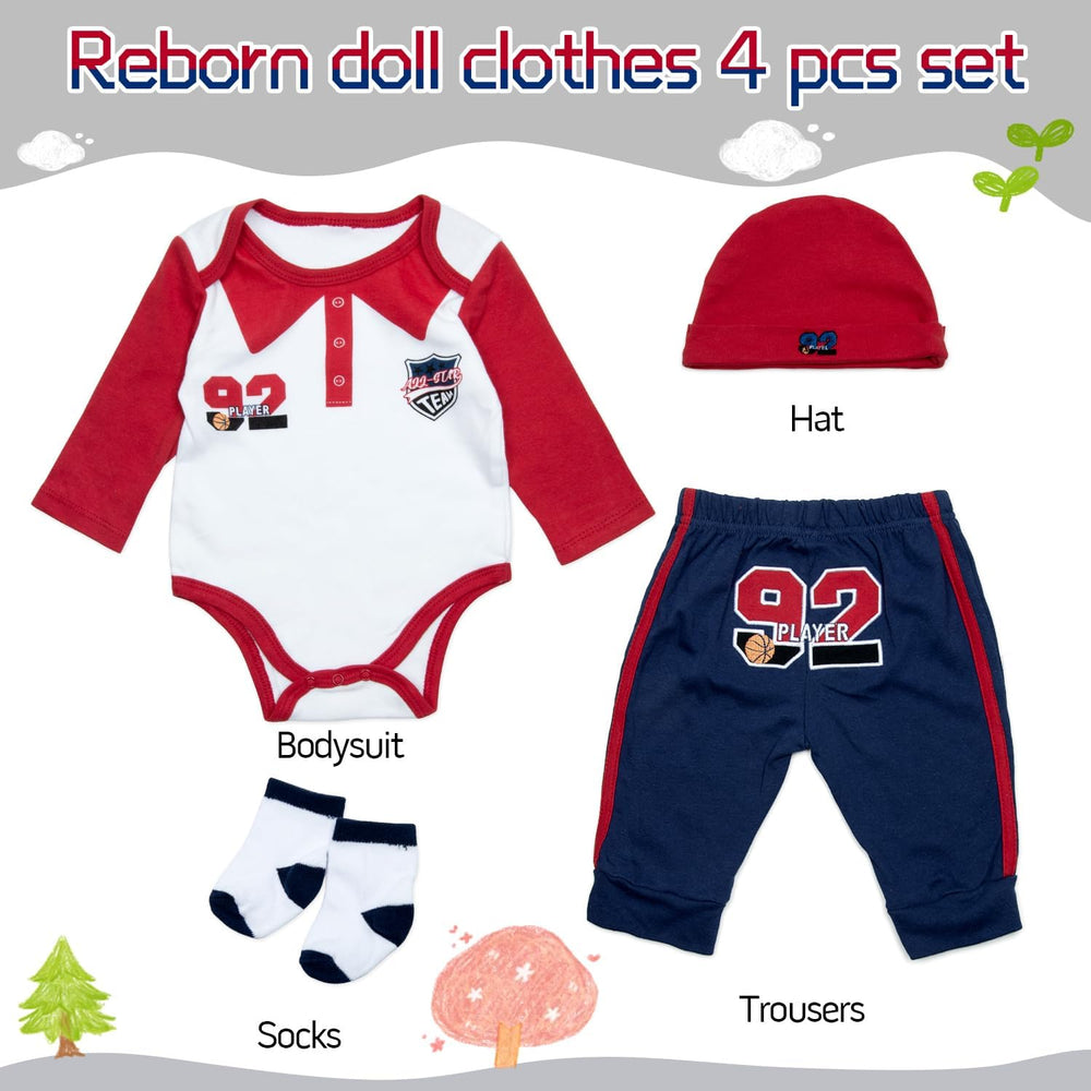 Medylove 4-piece reborn doll ensemble with bodysuit and trousers for 17-22 inch dolls