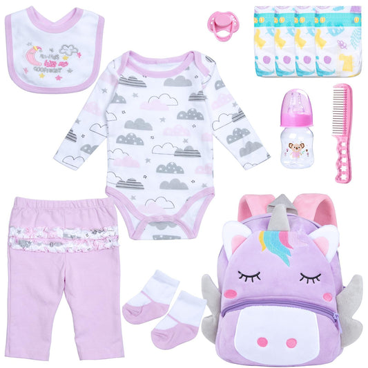 Medylove reborn doll clothes with pink star moon patterns—stylish play outfits for 17-22 inch dolls