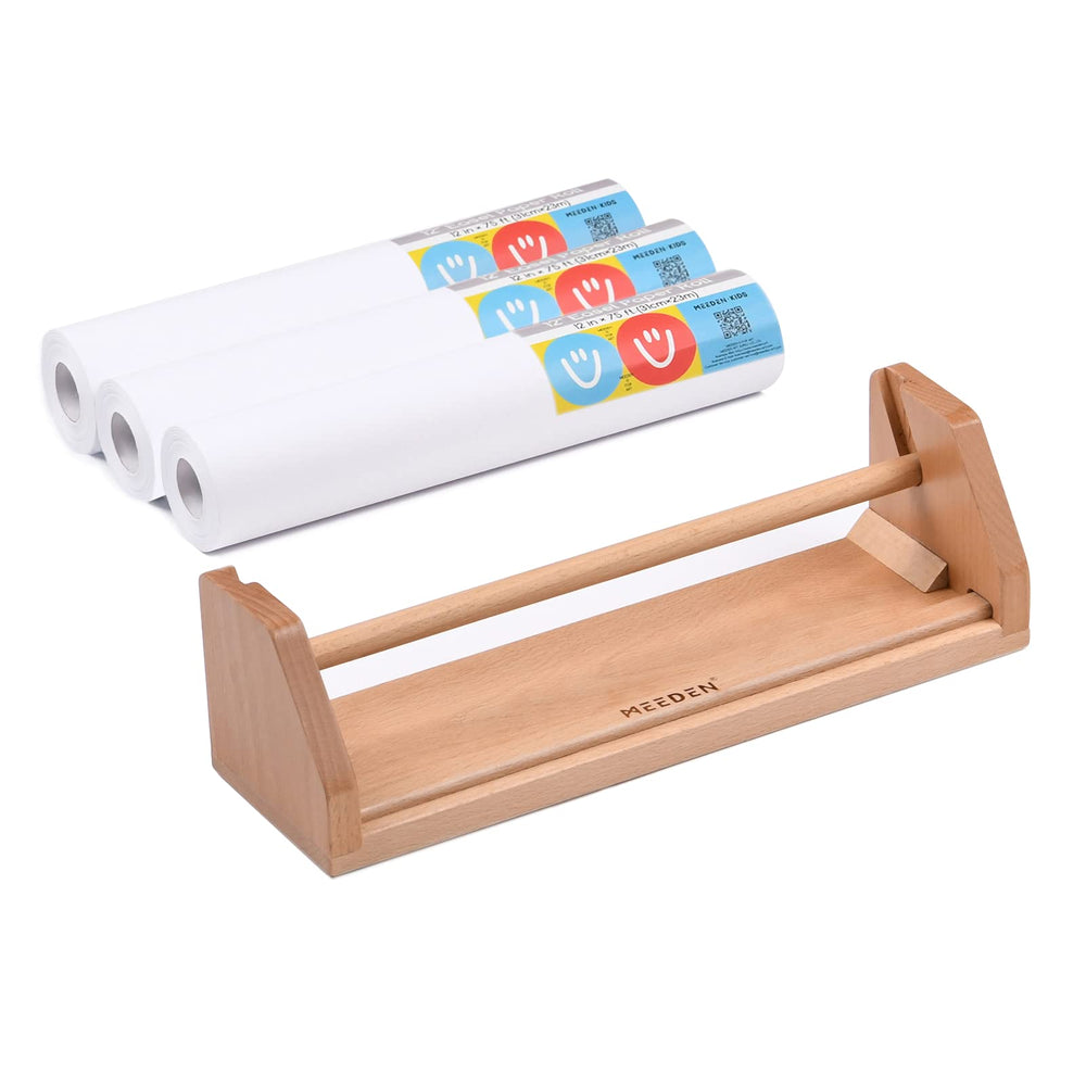 MEEDEN paper roll dispenser on sturdy beech wood easel for kids.